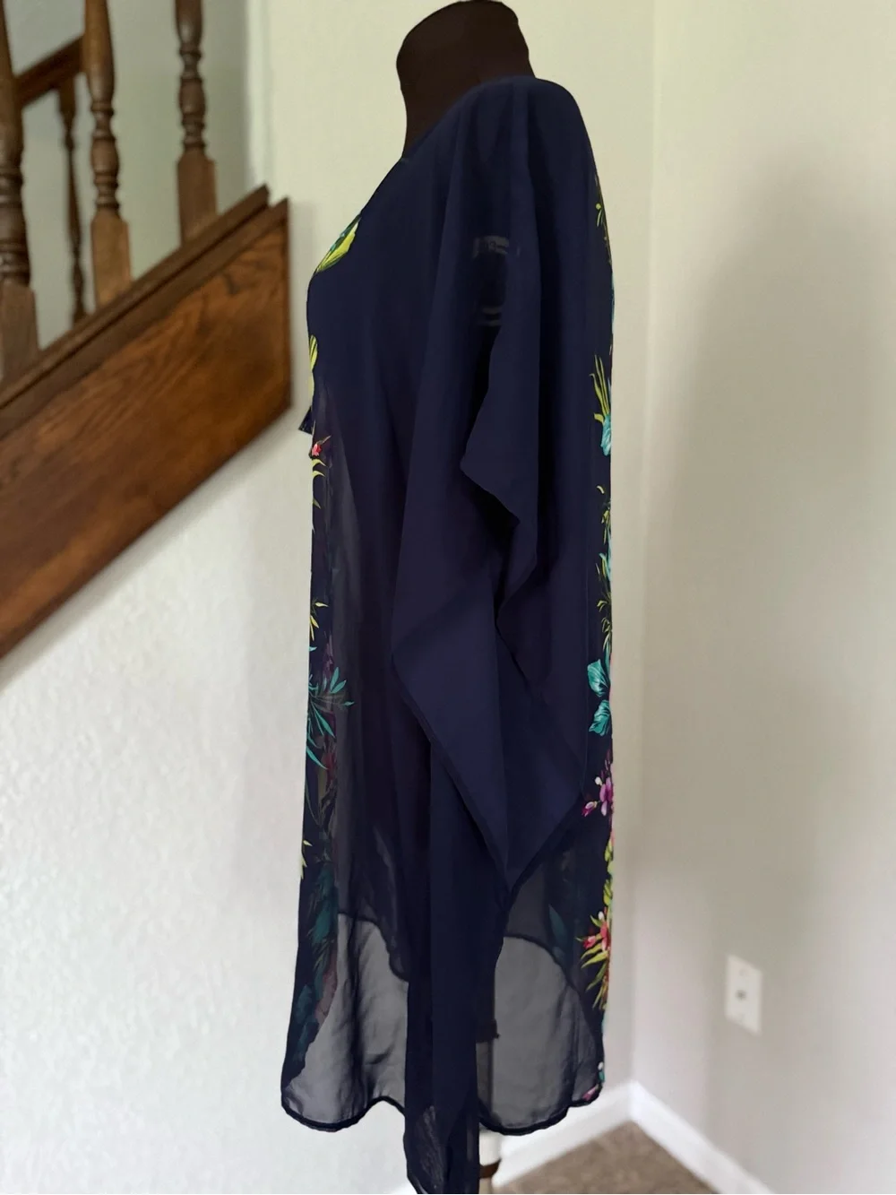 Tommy Bahama Floral Sheer Tunic Cover Up Kaftan S/M Resort Beach Tropical - Picture 3 of 5